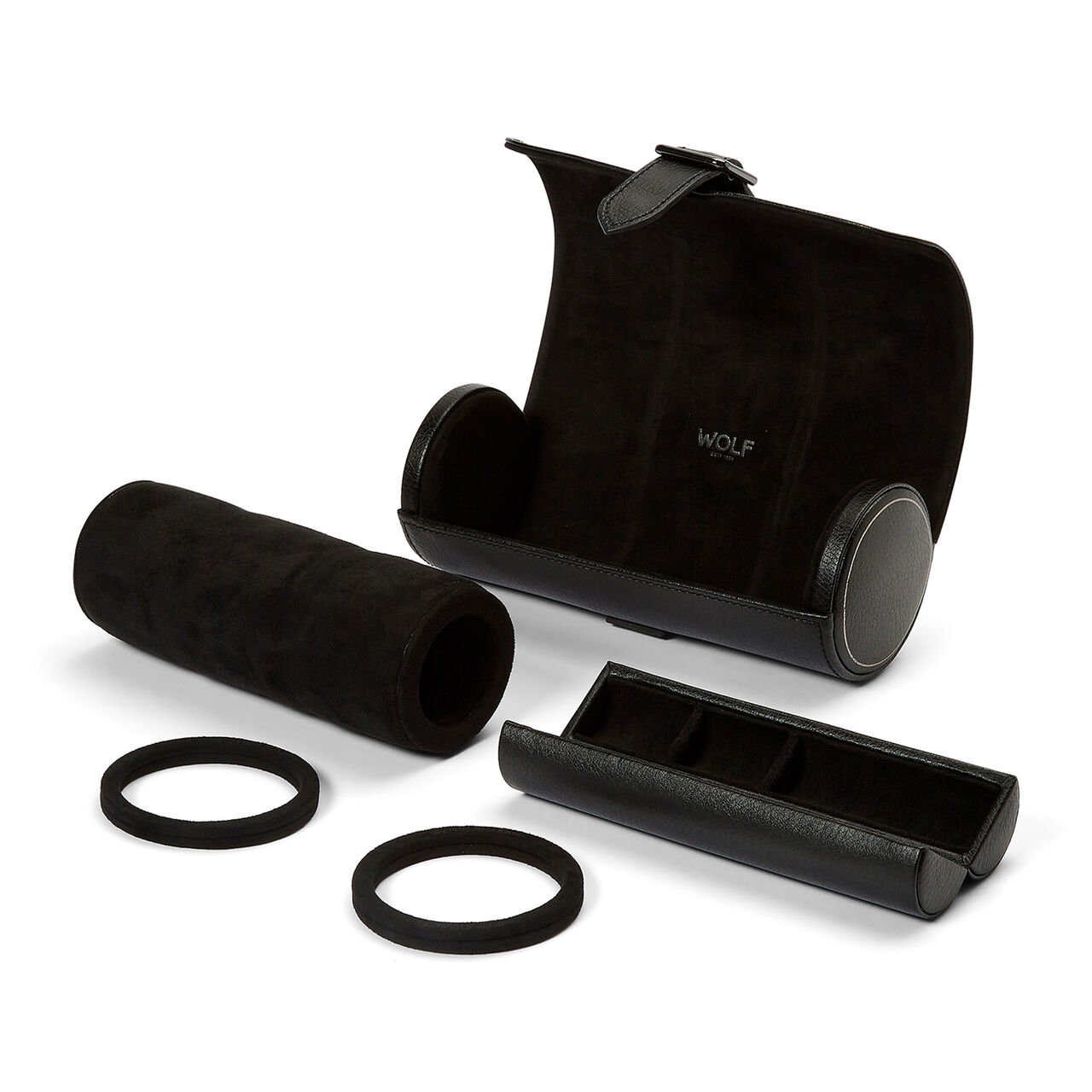 WOLF British Racing Black 3 Piece Watch Roll Compartments image number 2